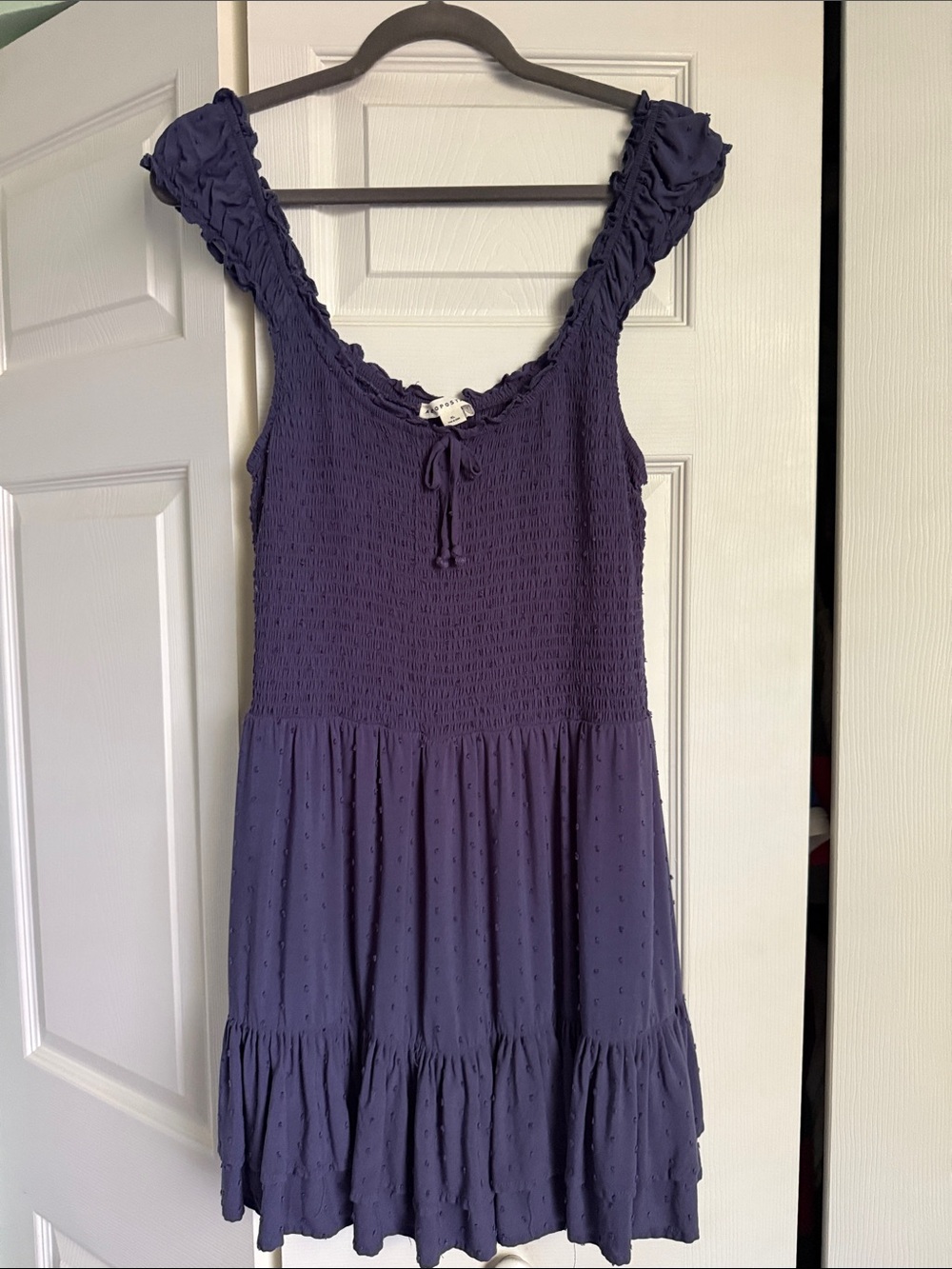 Aeropostale Blue Smocked Ruffle Strap Mini Dress/Romper